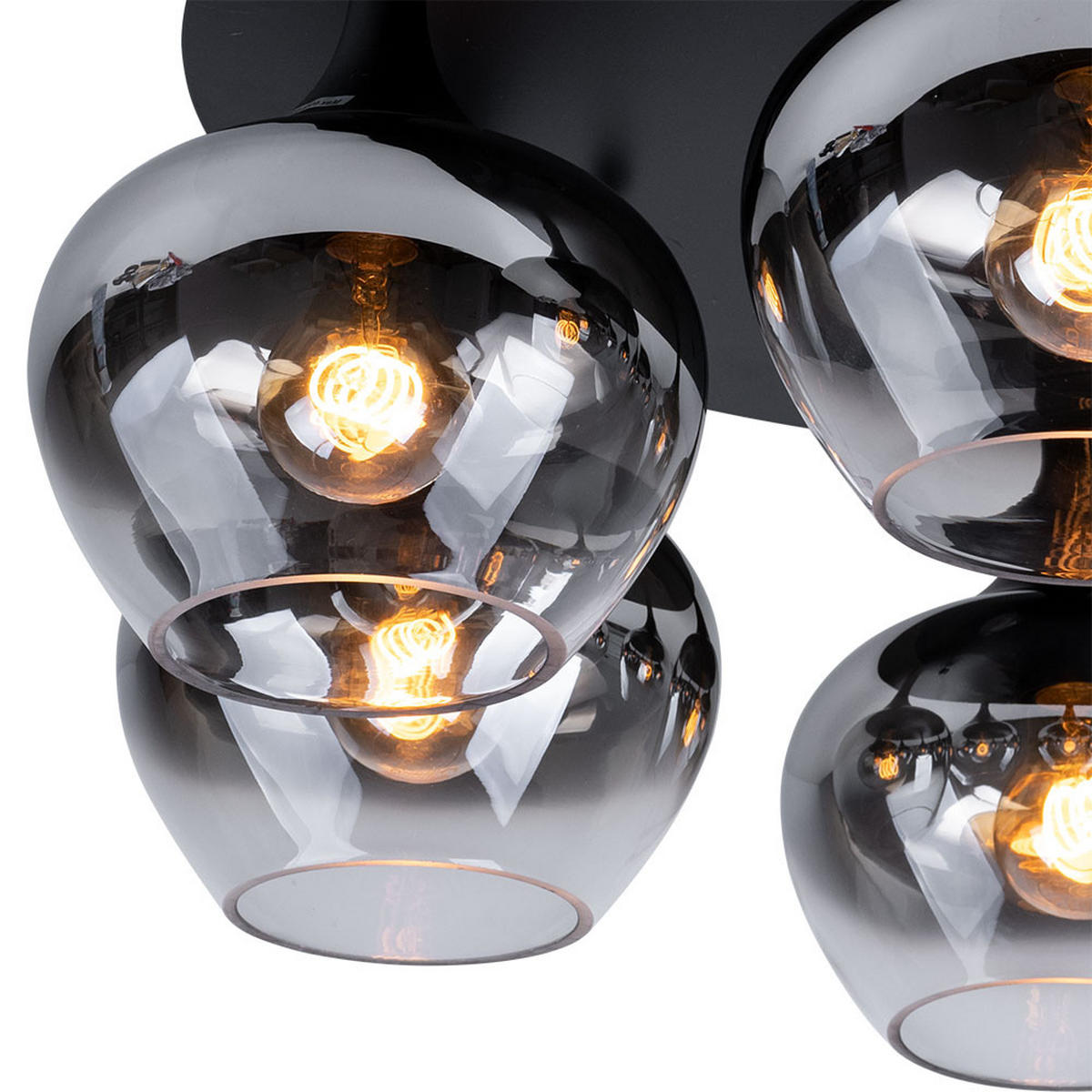 DECKENLEUCHTE Metall Schwarz Rauchglas - Schwarz, Glas (65/65/22.5cm) - Globo Lighting