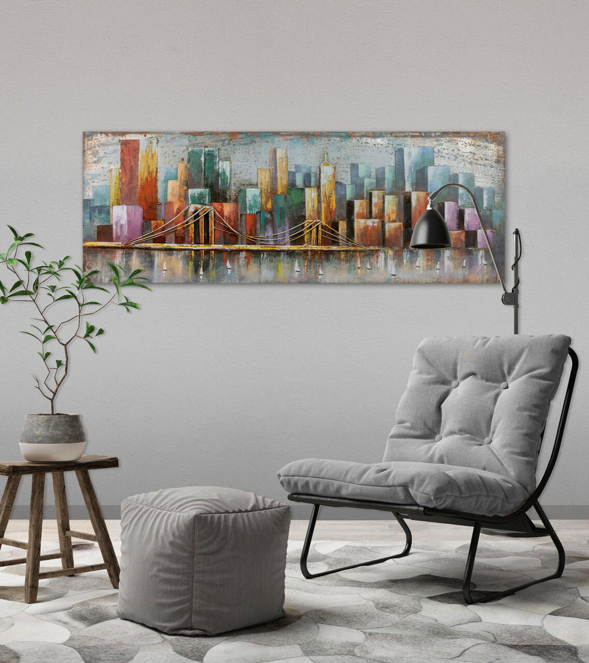 METALLBILD Bunt 140/50 cm - Multicolor, Metall (5/50cm) - KUNSTLOFT