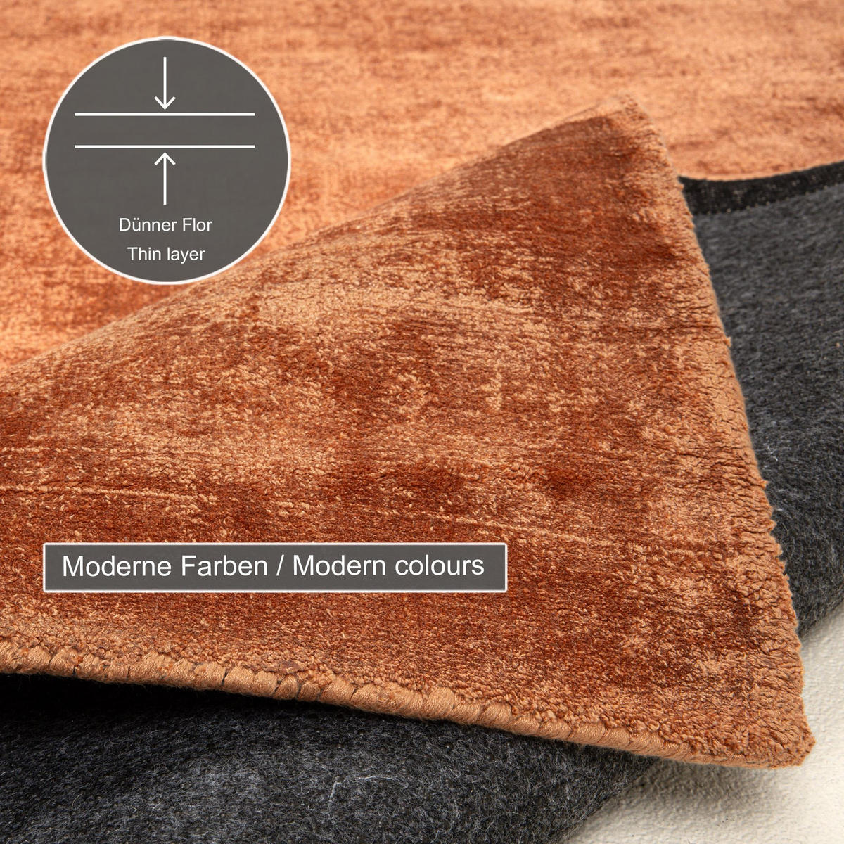 VISKOSETEPPICH Star 240x340 cm - Kupferfarben, Textil (240/340cm) - THEKO