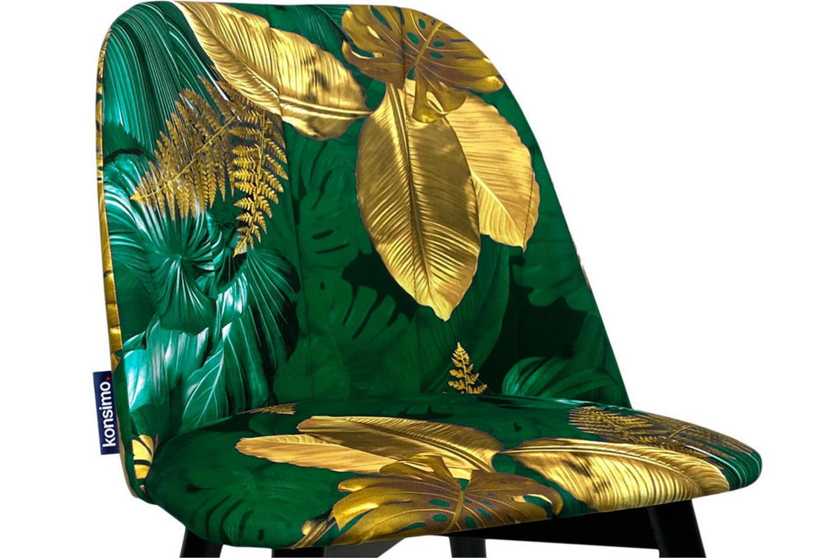 ESSZIMMERSTÜHLE BAKERI (2er-Set), grün / gold / schwarz - Goldfarben/Schwarz, Holz/Buchenholz (48/86/44cm) - KONSIMO®