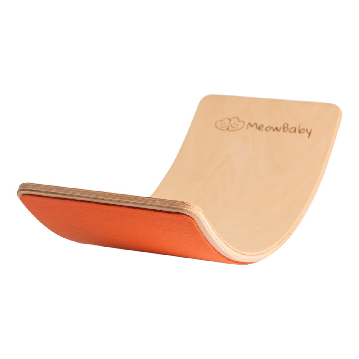 BALANCIERBRETT mit Filz für Kinder 80x30cm, Natur Balance Board, Orange - Orange, Holz (30/18/80cm) - MeowBaby