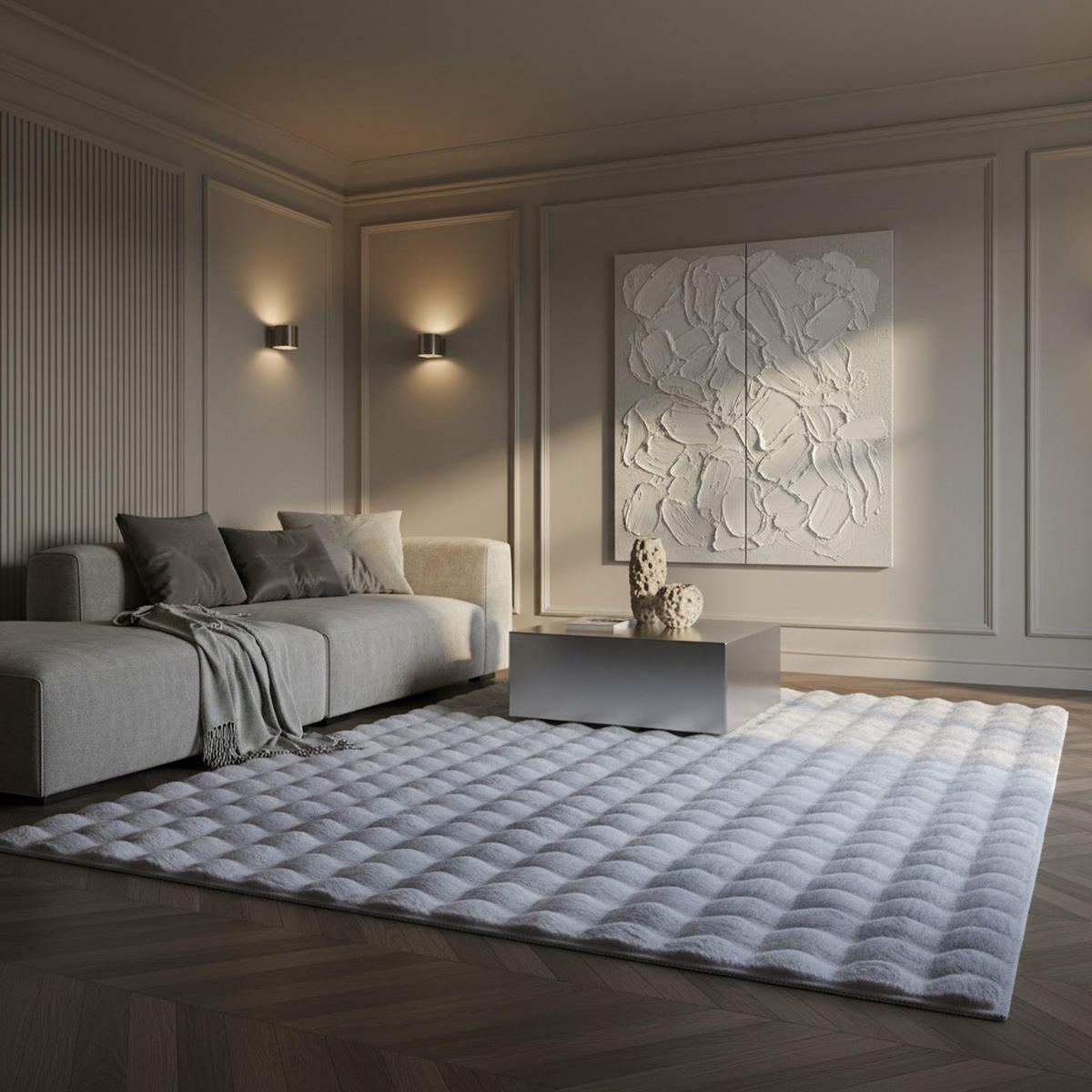 HOCHFLORTEPPICH Waschbar NAUDERS, einfarbig, Silber, 140 x 200 cm - Silberfarben, Textil (140/200cm) - KADIMA DESIGN