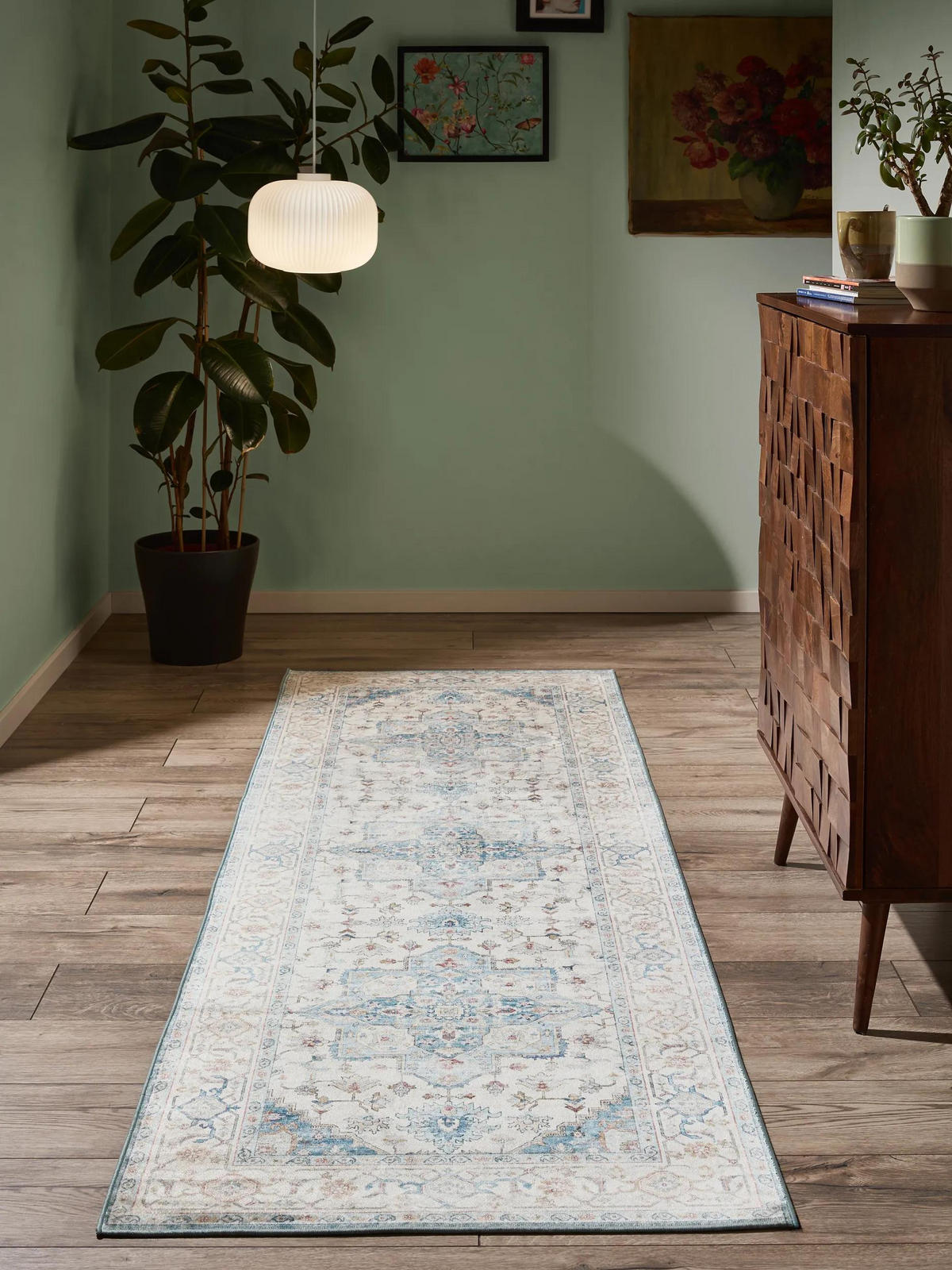 VINTAGE-LÄUFER Miray waschbar 80/240 cm - Blau/Multicolor, Kunststoff (80/240cm) - benuta Nest