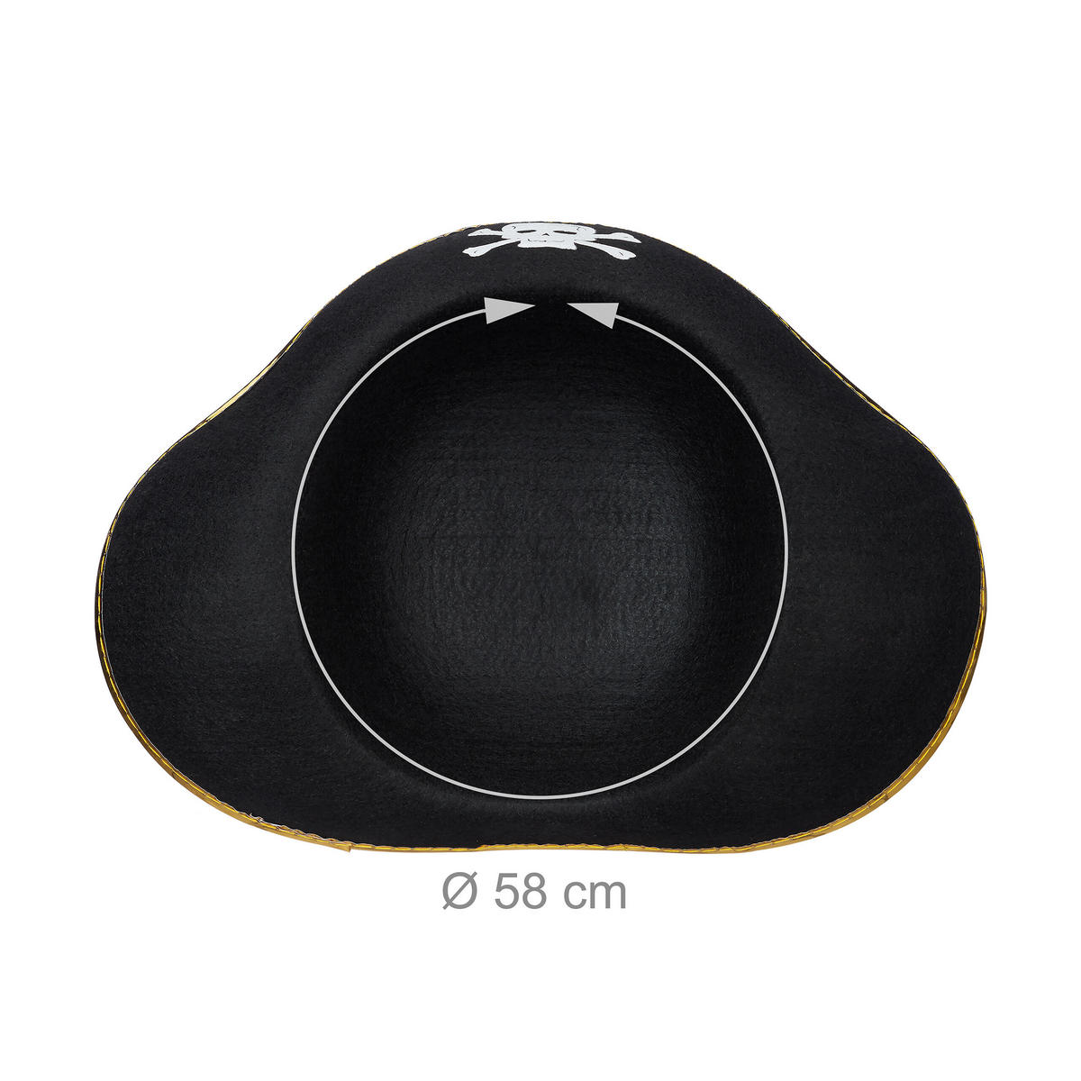 4XPIRATENHUT - Schwarz, Textil (33/11/24cm) - Relaxdays