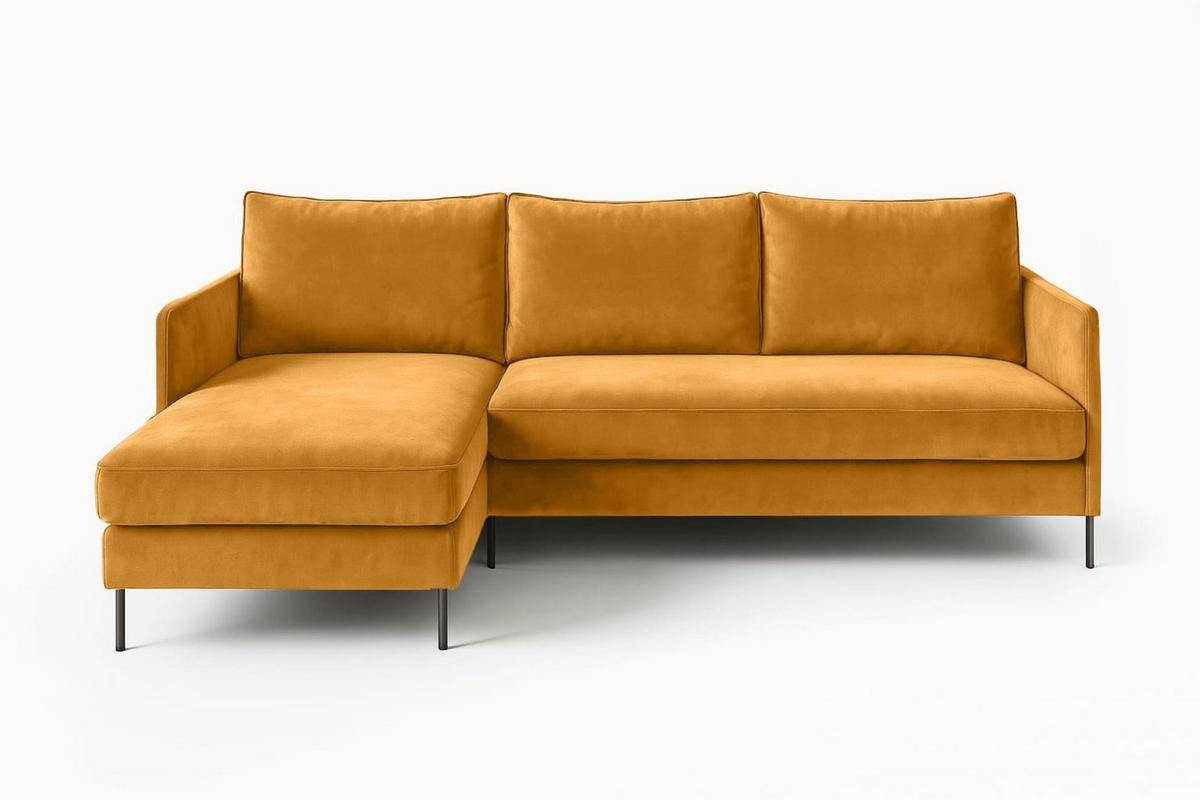 ECKSOFA Belis, Honig, Sofa mit Schlaffunktion - Honig, Holzwerkstoff/Textil (216/155cm) - Bettso