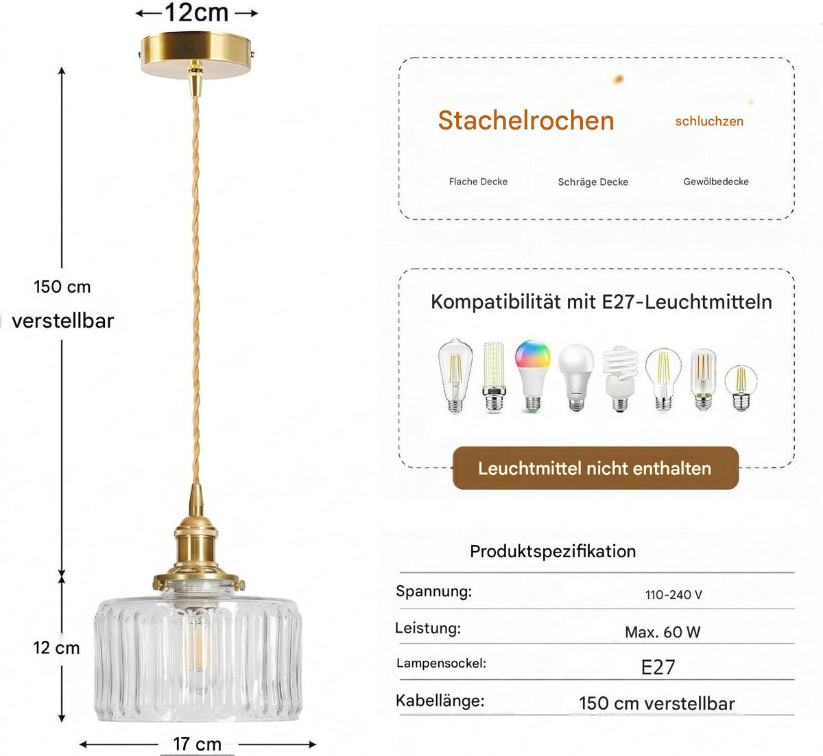 PENDELLEUCHTE Glas & Vintage, E27 Energieklasse E - Klar, Glas (18/19/18cm) - Weltevree