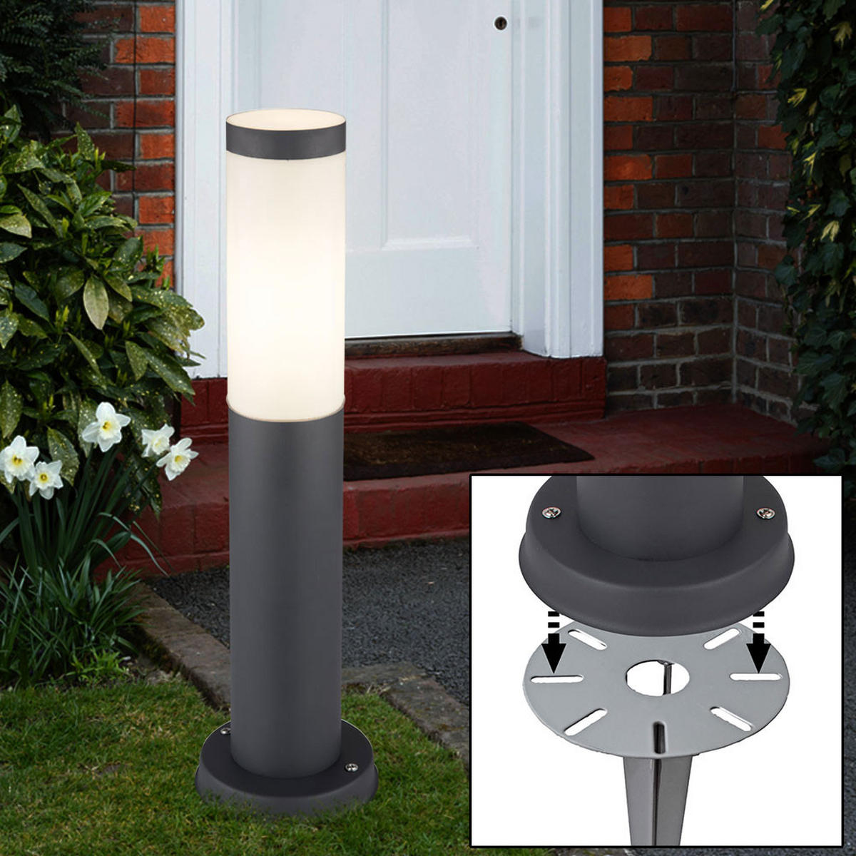 LED WEGELEUCHTE Boston Edelstahl Anthrazit - Anthrazit, Metall (7.6/7.6/45cm)