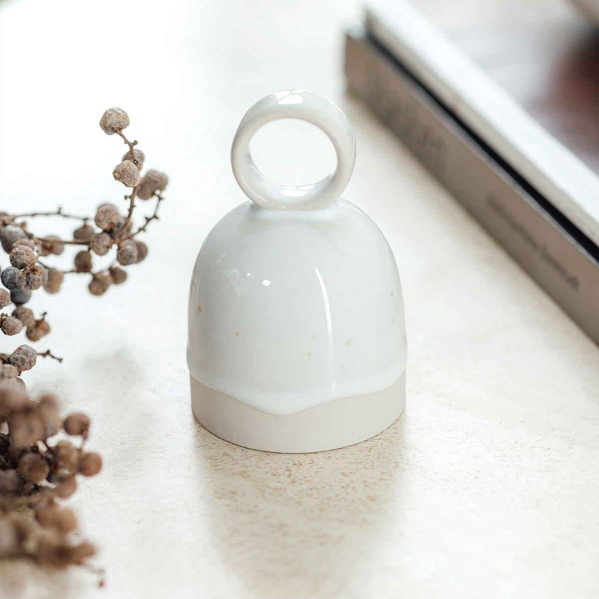TISCHGLOCKE Winter Glow beige ø 6,6 cm - Beige, Keramik (6.6/9.9/6.6cm) - like.Villeroy & Boch