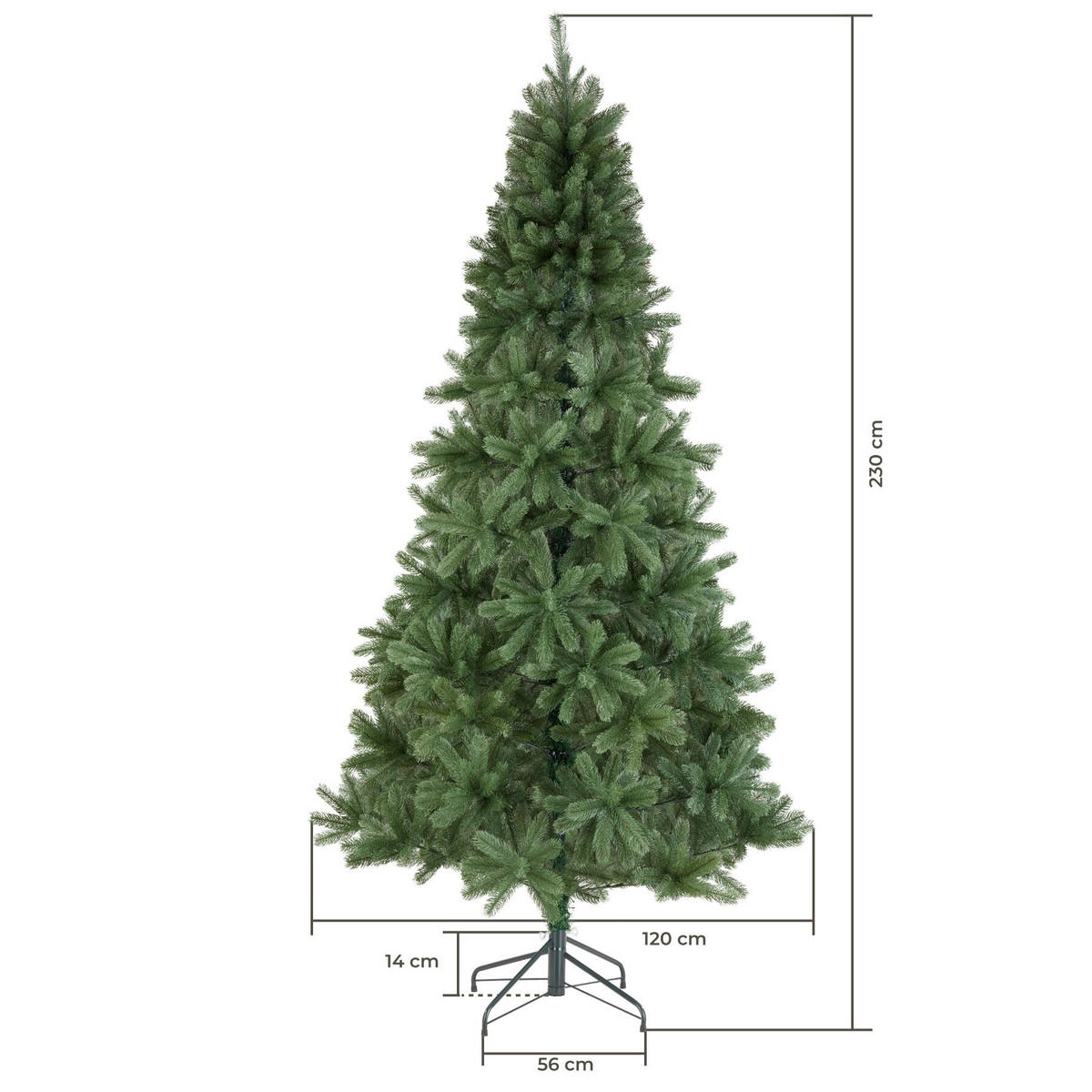 WEIHNACHTSBAUM Dancer, pulverbeschichteter Metallständer mit Kunststoffkappen, grün - Grün, Kunststoff (230cm) - tectake
