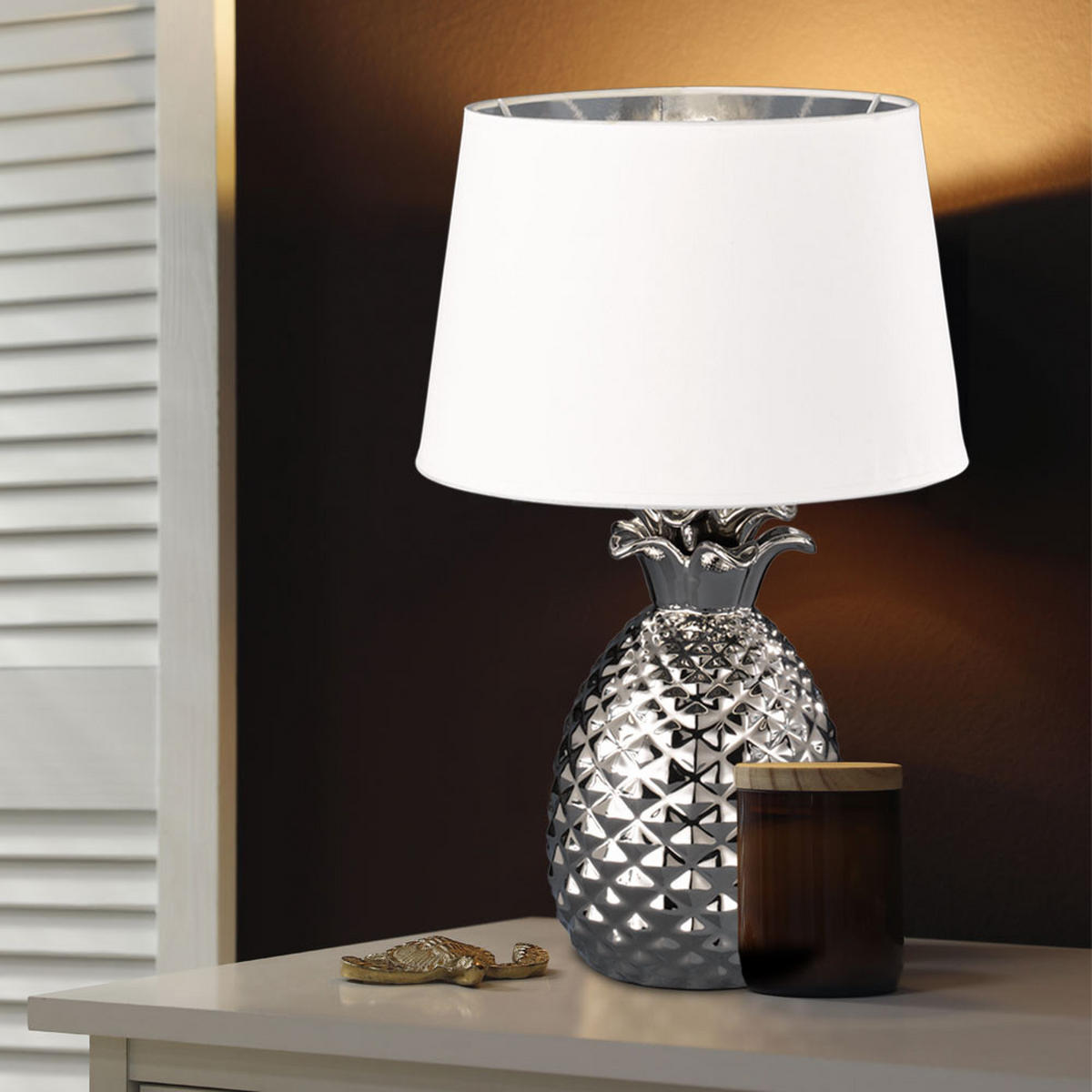 LED TISCHLEUCHTE Keramik Silber Weiß - Silberfarben, Keramik (28/28/43cm)