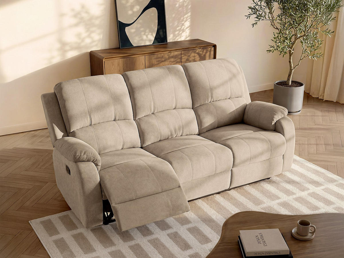 RELAXSOFA - 3 Personen - stoff - taupe Brody - Taupe, Textil (202/99/98cm) - Vente-Unique