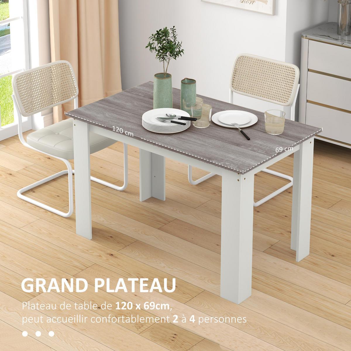 ESSTISCH Grau Holzoptik 120/69/75 cm - Grau, Holz (69/120/75cm) - PANGIVO