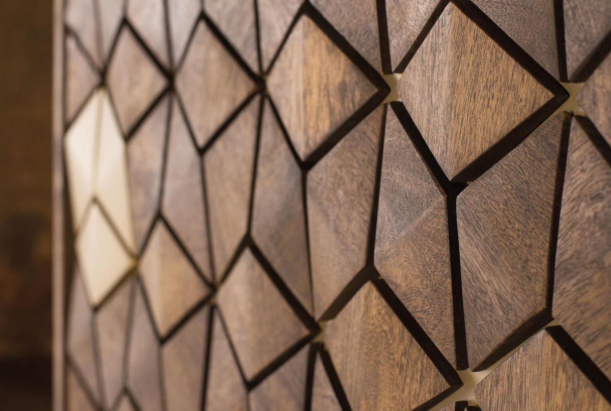 BÜCHERREGAL aus Mangoholz und goldenen Details - Braun, Holz (130/143/40cm) - Giner y Colomer