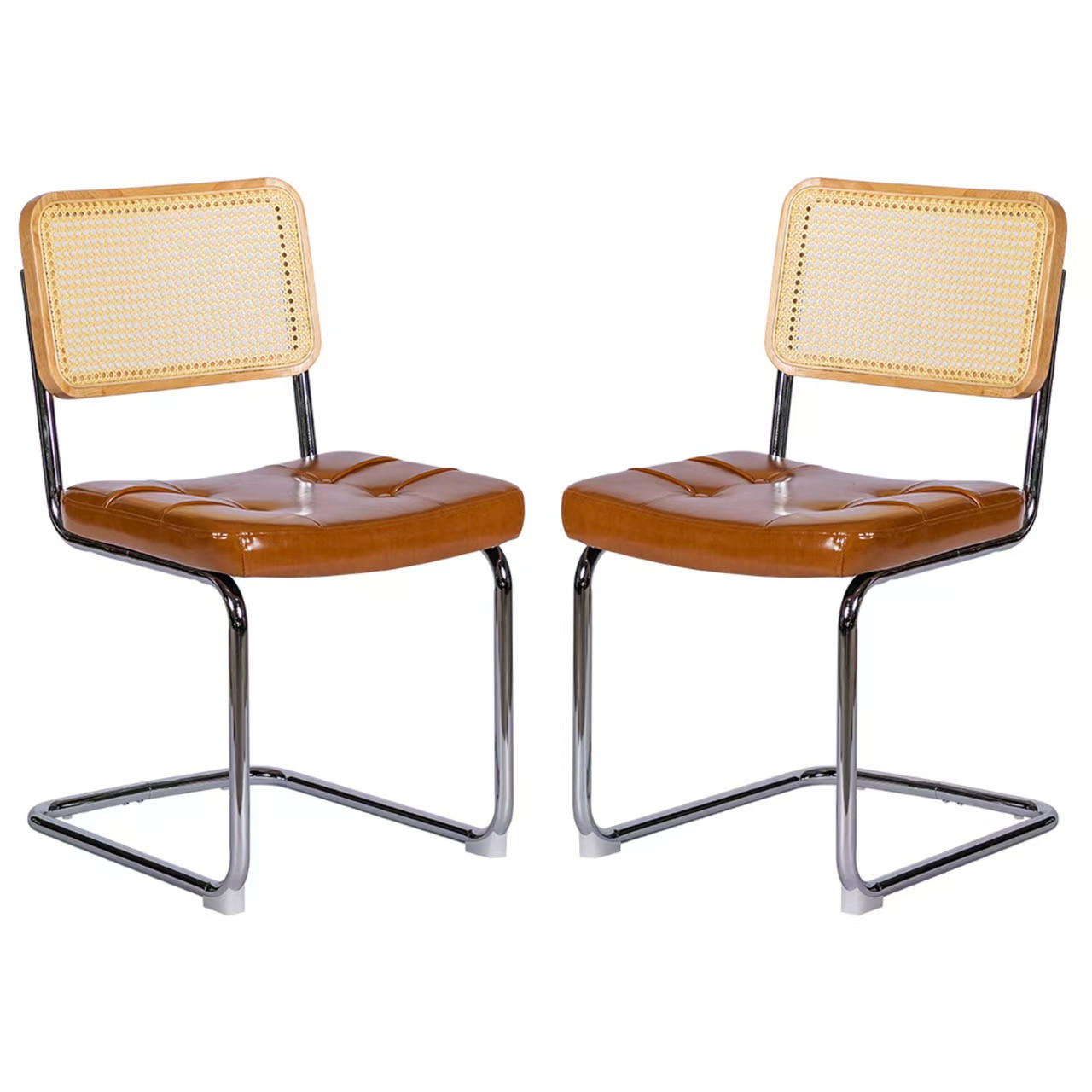 SCHWINGSTUHL DE-36904 2er-Set mit Kunstlederbezug und Rattan-Rückenlehne Braun - Braun, Metall (46.4/84.6/53cm) - ComfortXL