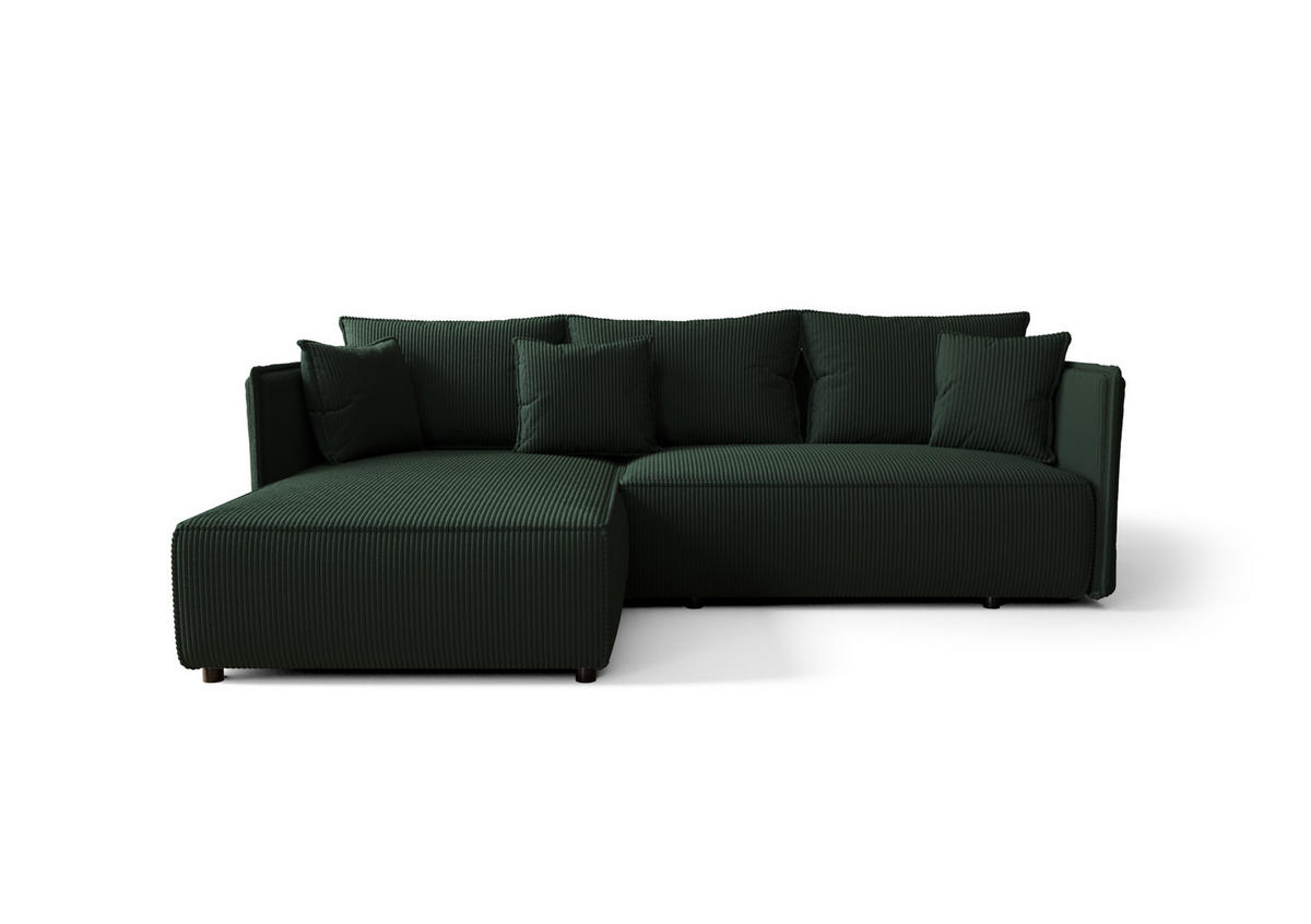 ECKSOFA mit Schlaffunktion MILANO L Poso 014 Links - Grün, Textil (245/185cm) - Bedante