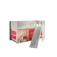 HOCHBETT mit Rutsche Karyl Massivholz Weiß Textilset Spring 1 - Hellrosa/Weiß, Holz (90/200cm) - 58aufmkessel