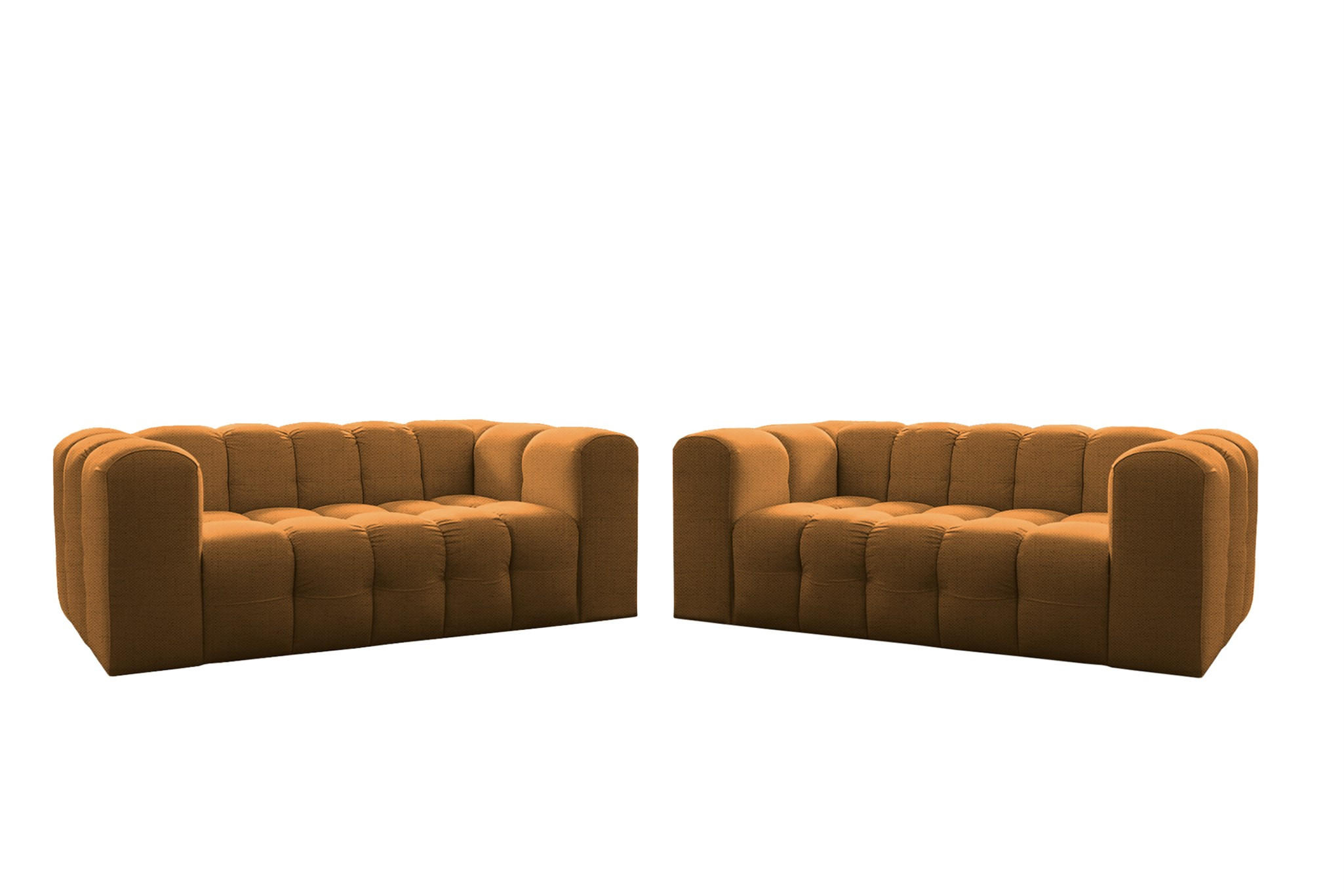 SOFASET Solvie 2-2 In Moly - Orange, Holzwerkstoff/Textil (200/75/106cm) - Fun Möbel