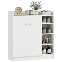 SCHUHSCHRANK Weiß Holzwerkstoff mit Türen und Fächern 1 Stück - Weiß, Holz (83/90/30cm) - PANGIVO
