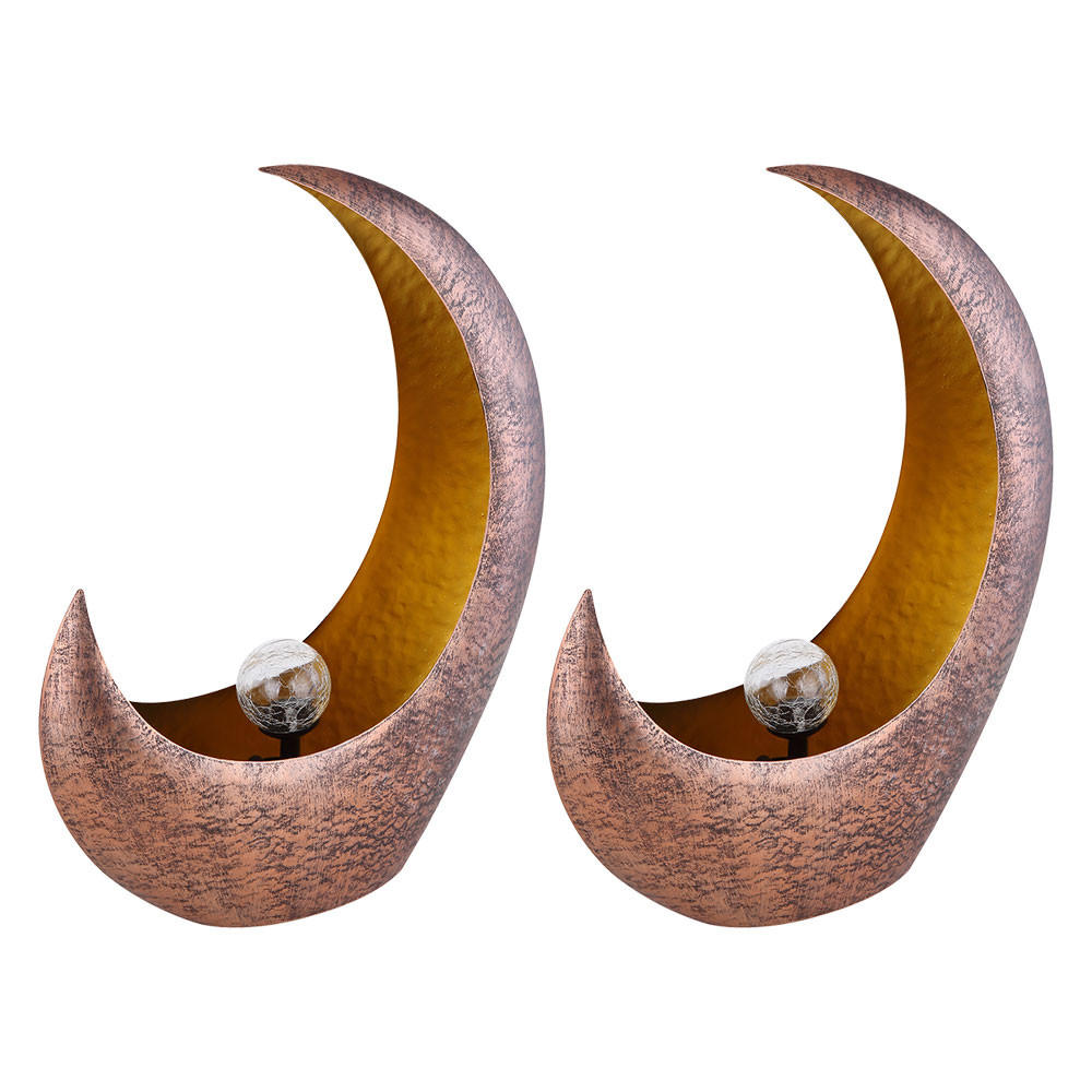 LED AUSSENLEUCHTE Messingfarben Feuereffekt 2er Set - Messingfarben, Glas (37.5/13.5/45cm) - Globo Lighting