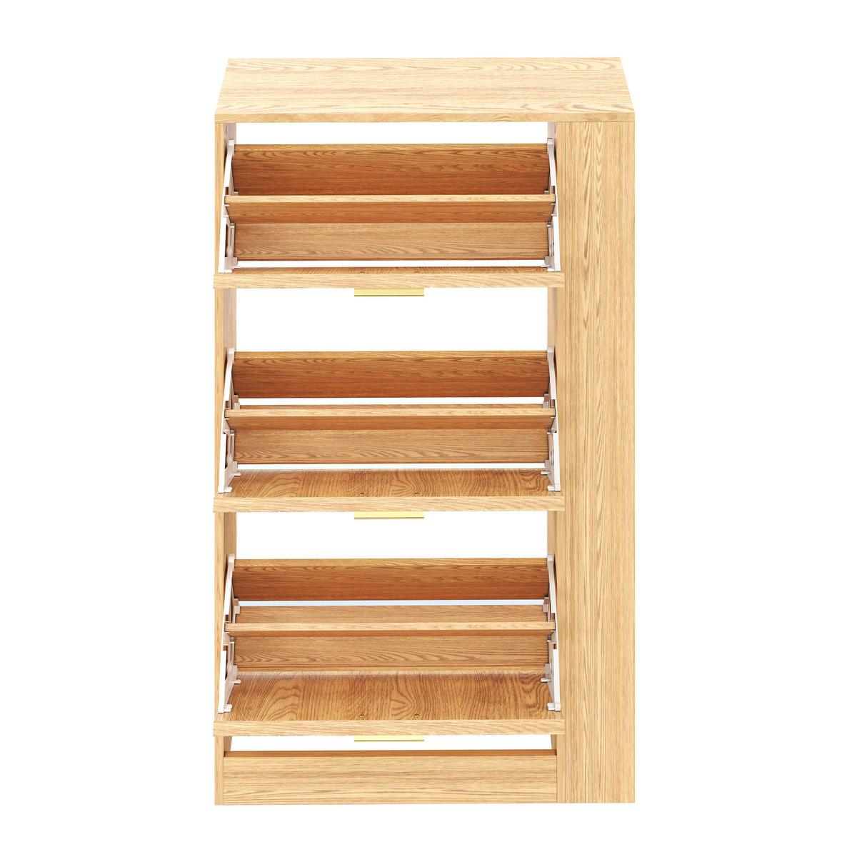 SCHUHSCHRANK 70/23,5/115 cm natur aus MDF mit 3 Türen und Fächern - Naturfarben, Holzwerkstoff (70/115/23.5cm) - OKWISH