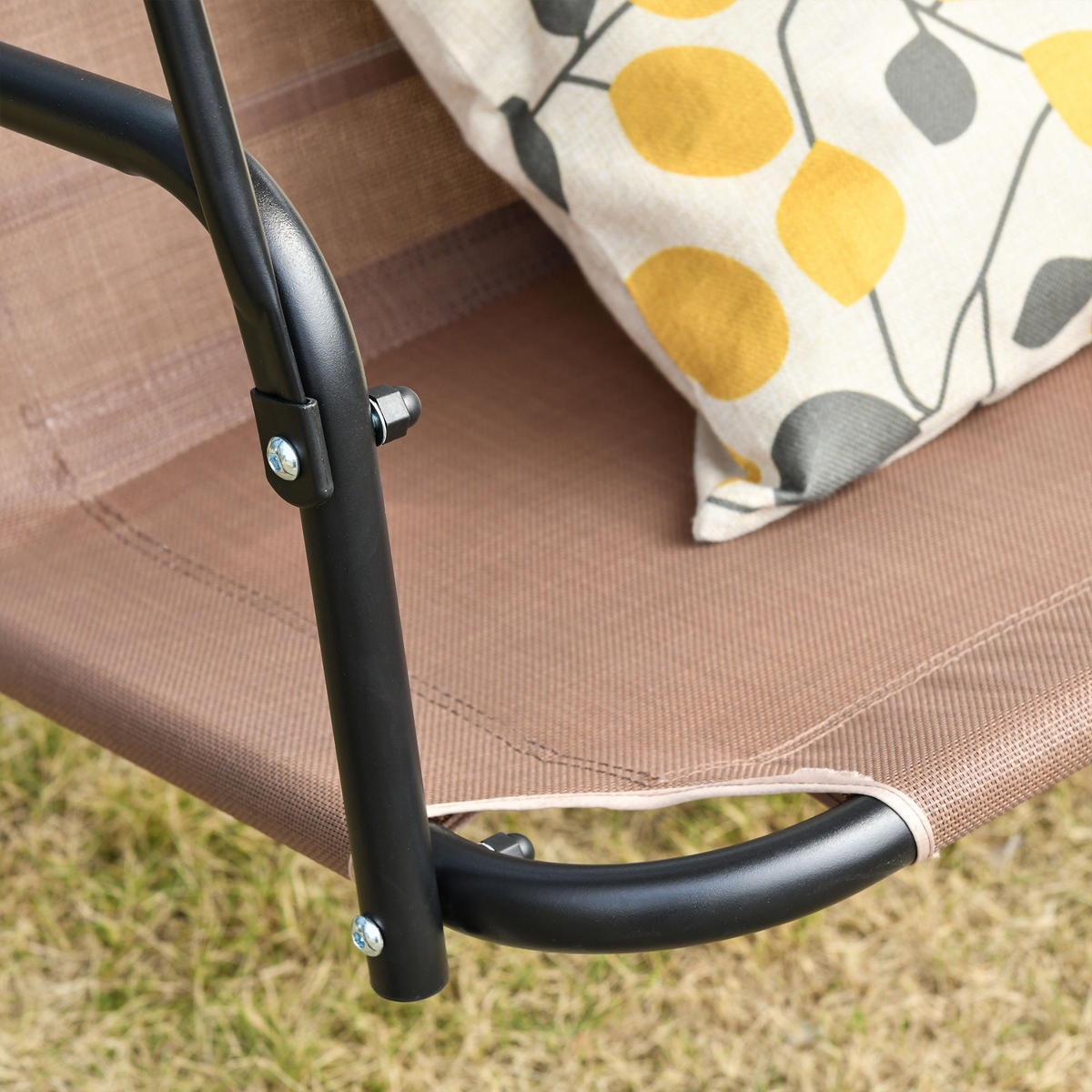 HOLLYWOODSCHAUKEL, Metall, Texteline, Braun - Braun, Metall (110/155/172cm) - Outsunny