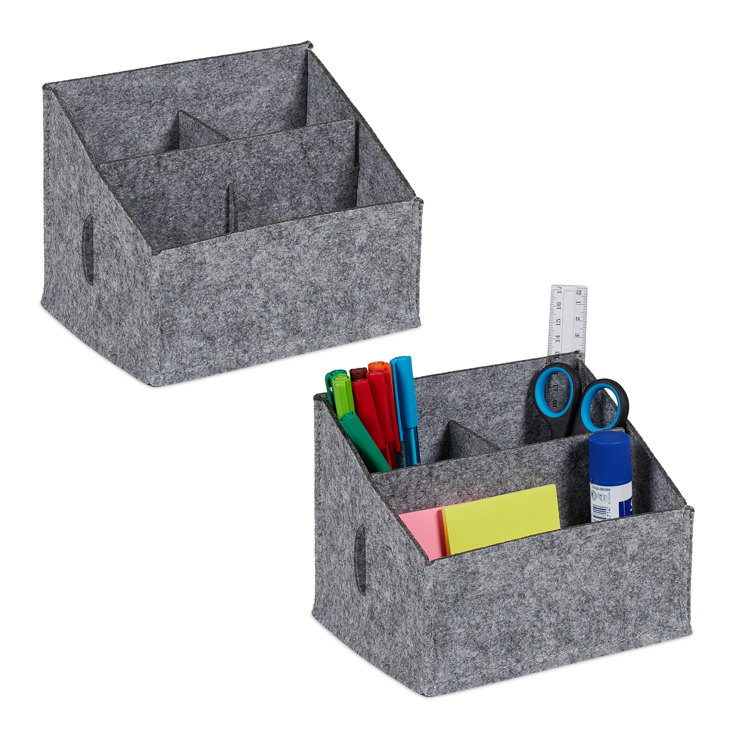 2XSCHREIBTISCH-ORGANIZER - Grau, Textil (14.5/18/14cm) - Relaxdays