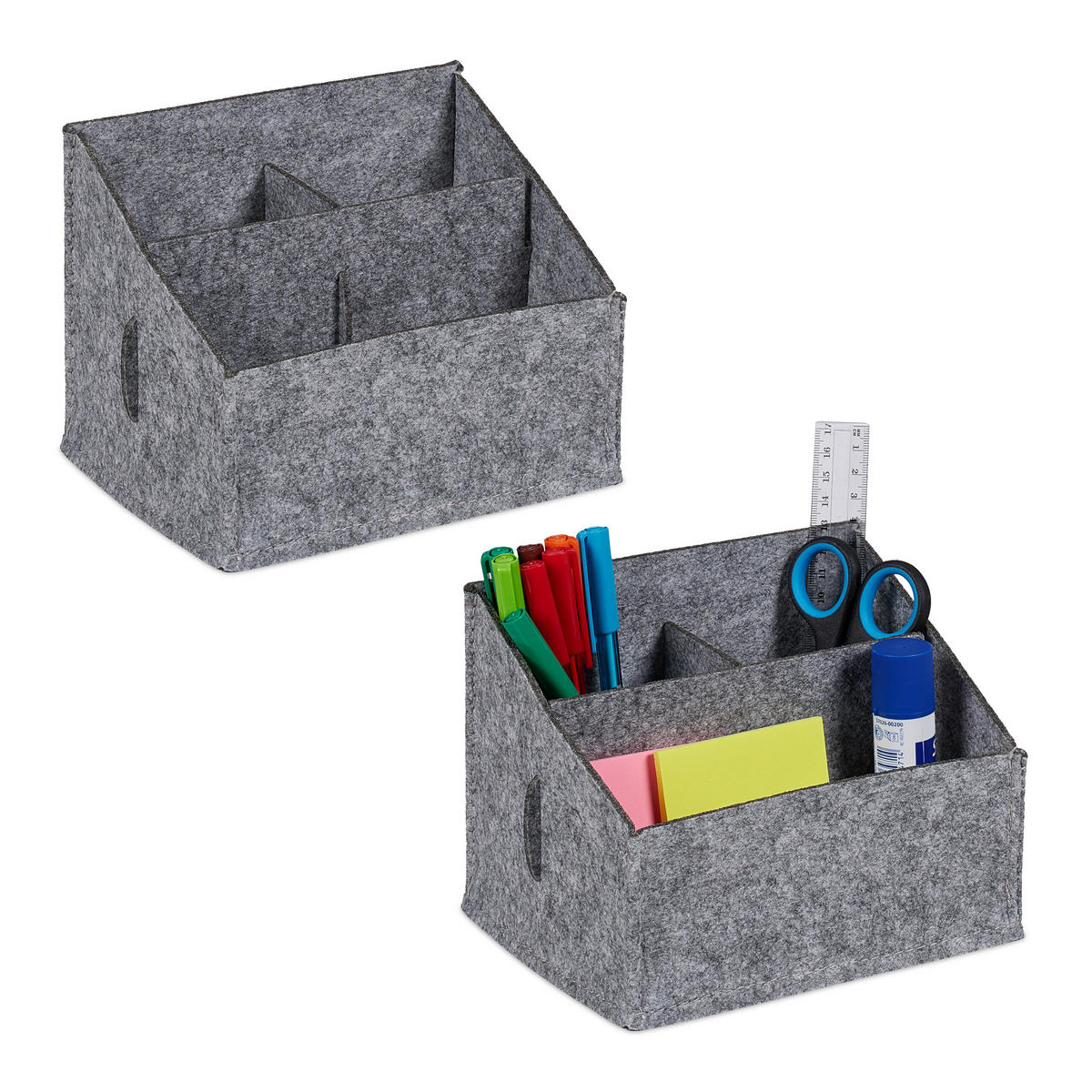 2XSCHREIBTISCH-ORGANIZER - Grau, Textil (14.5/18/14cm) - Relaxdays