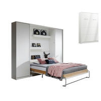 SCHRANKBETT Wandklappbett vetikal VB140x200 mit 2 Schränken - 3-tlg. - Weiß-Hochglanz - Weiß Hochglanz, Holzwerkstoff (140/200cm) - QMM TraumMöbel