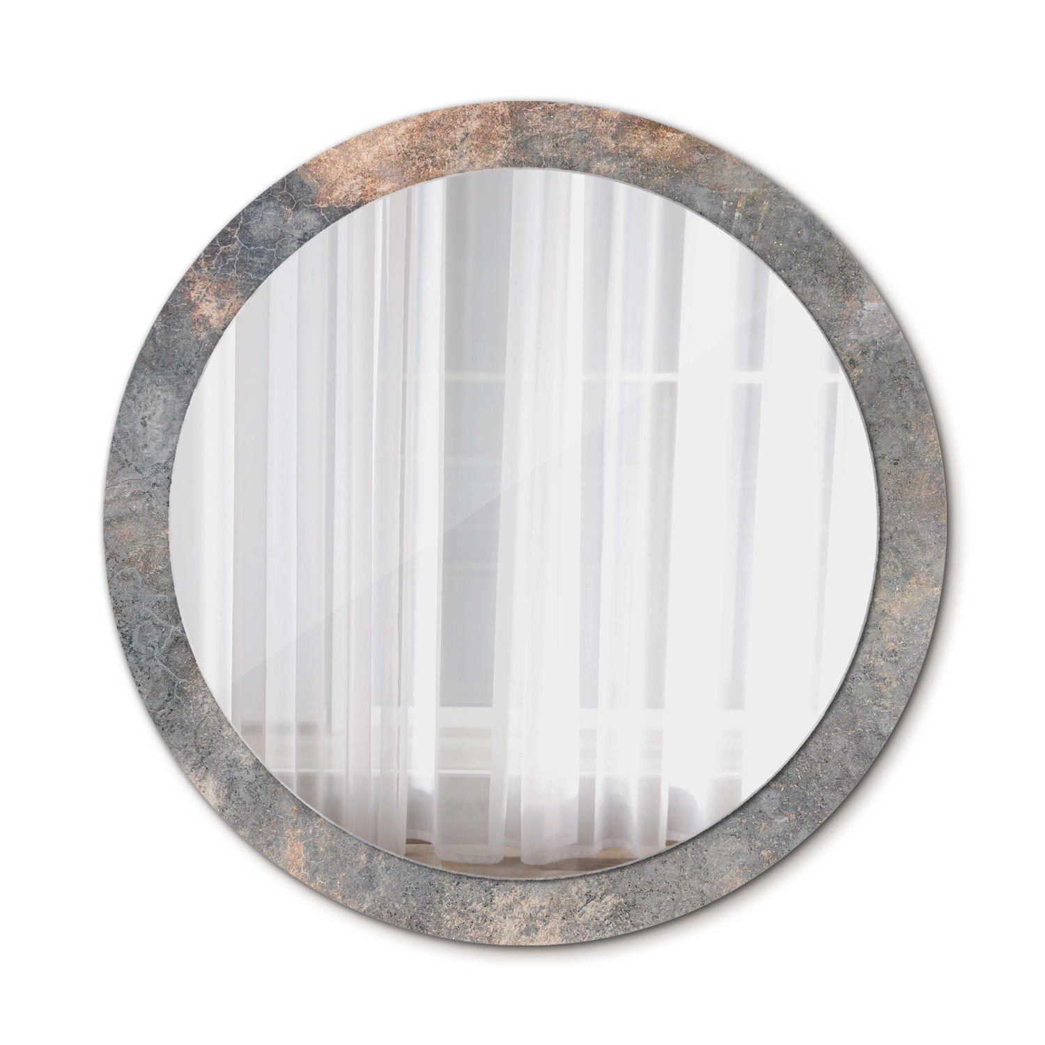 SPIEGEL Ø90 cm Rund mit Aufdruck - Grau, Glas (90/90/0.4cm) - TULUP