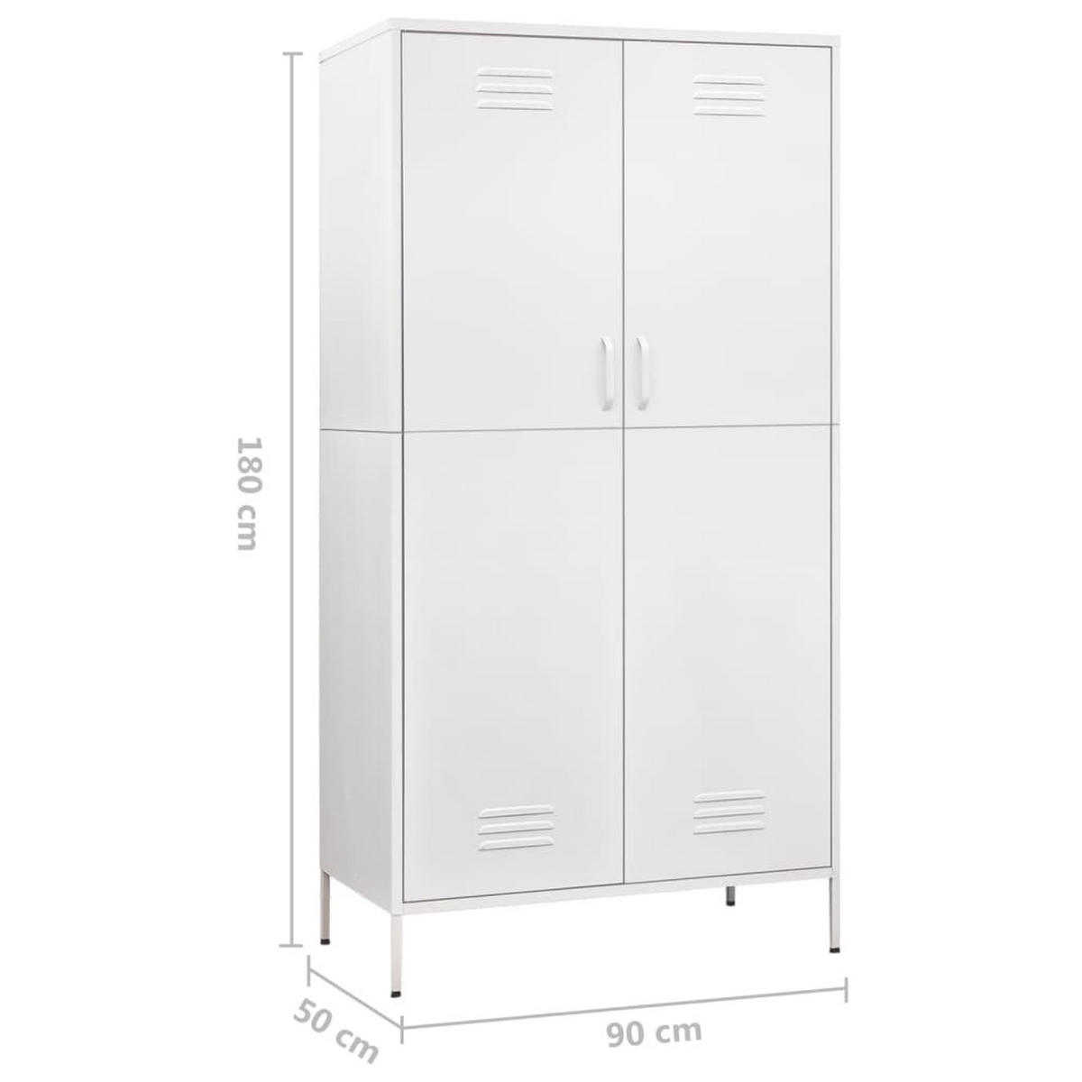 KLEIDERSCHRANK 2-Türig mit 4 verstellbaren Fächern 90/50/180 cm aus Stahl Weiß - Weiß, Metall (90/180/50cm) - vidaXL