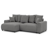 ECKSOFA Calma mit Schlaffunktion und Bettkasten im Bumpy-Design aus weichem Taupe Webstoff - Ottomane links - Taupe/Schwarz, Holz/Kunststoff (239/140cm) - S-Style