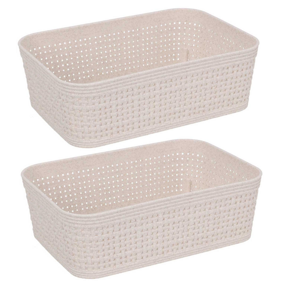 KÖRBE aus Kunststoff 19/13,5/6 cm - Beige, Kunststoff (19/13.5/6cm) - Storage solutions