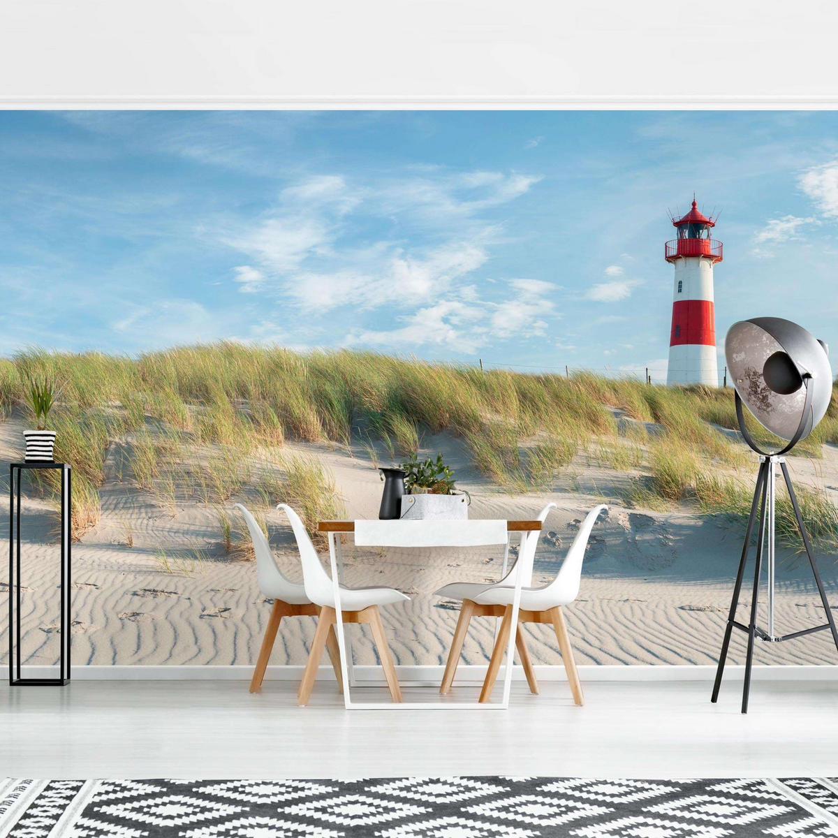 FOTOTAPETE Leuchtturm an der Nordsee 432/290 cm - Blau, Papier (432/290cm) - Bilderwelten