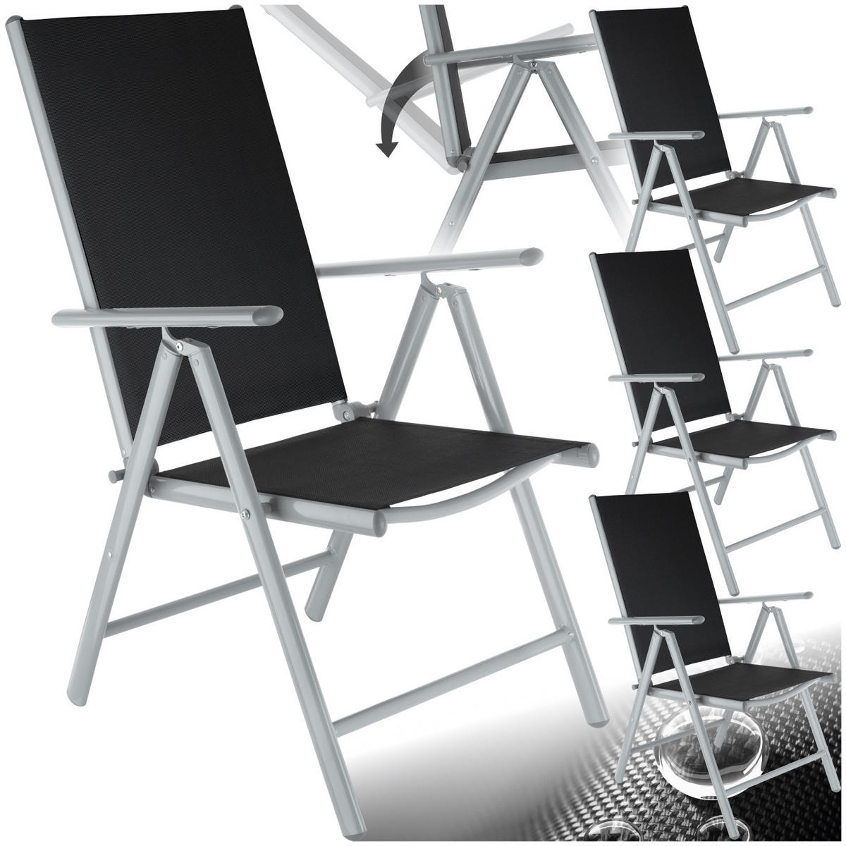 GARTENSTUHL 4er Set Marilena,67 x 56 x 105 cm,silber - Silberfarben, Metall (56/105/67cm) - tectake
