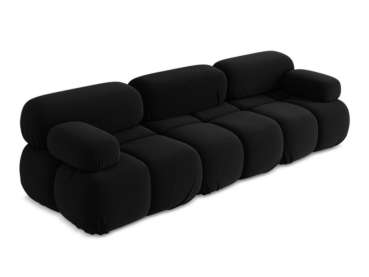3-SITZER SOFA Samt Stoff Schwarz - Schwarz/Orange, Kunststoff/Textil (285/70/96cm) - Makamii