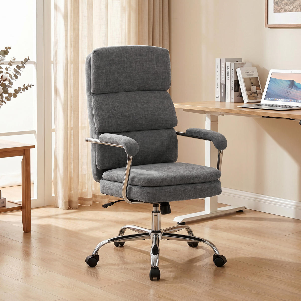 BÜROSTUHL Grau Polyester 72.5xx65x118 xm - Grau, Kunststoff (65/118/72.5cm) - DESIGN IN