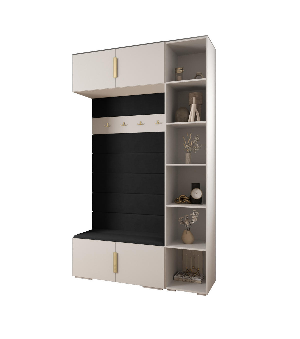 GARDEROBEN-SET 236,7/140/47 - Goldfarben/Schwarz, Holz/Metall (140/236.7/47cm) - Abiks Möbel