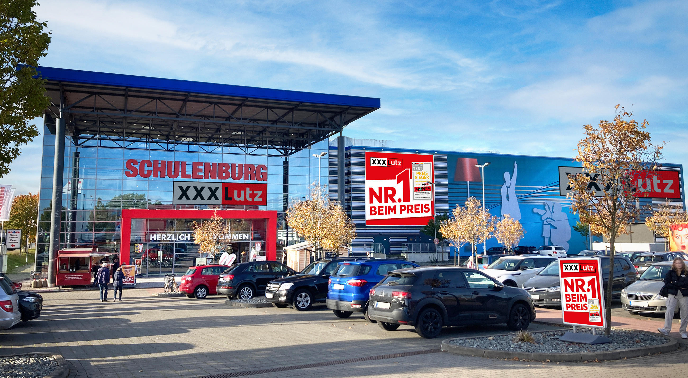 Frontansicht der XXXLutz Schulenburg Filiale in Halstenbek
