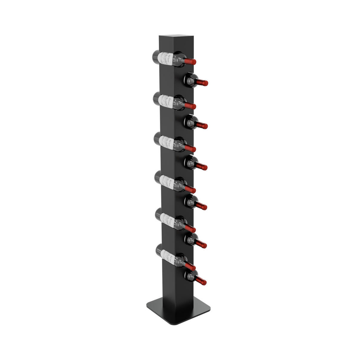 WEINREGAL Barolo Metall,Schwarz, Für 12 Weinflaschen 140/26/26cm - Schwarz, Metall (26/140/26cm) - Metalo Pro