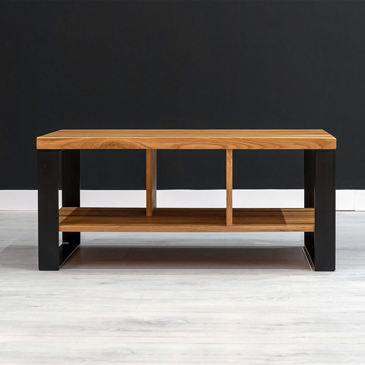 COUCHTISCH Volant aus massivem Eichenholz 80 cm - Eichefarben/Schwarz, Holz/Metall (80/60/45cm) - Danzz