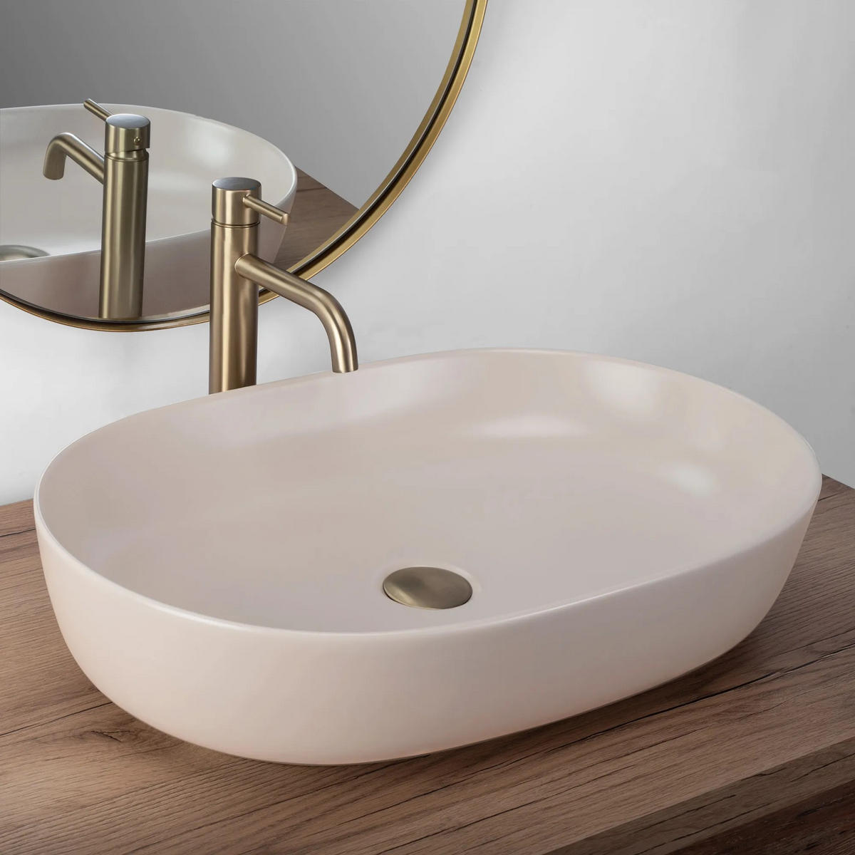 AUFSATZWASCHBECKEN CLEO 61 BEIGE MATT 60,5/41/14 cm - Beige, Keramik (60.5/14/41cm) - REA