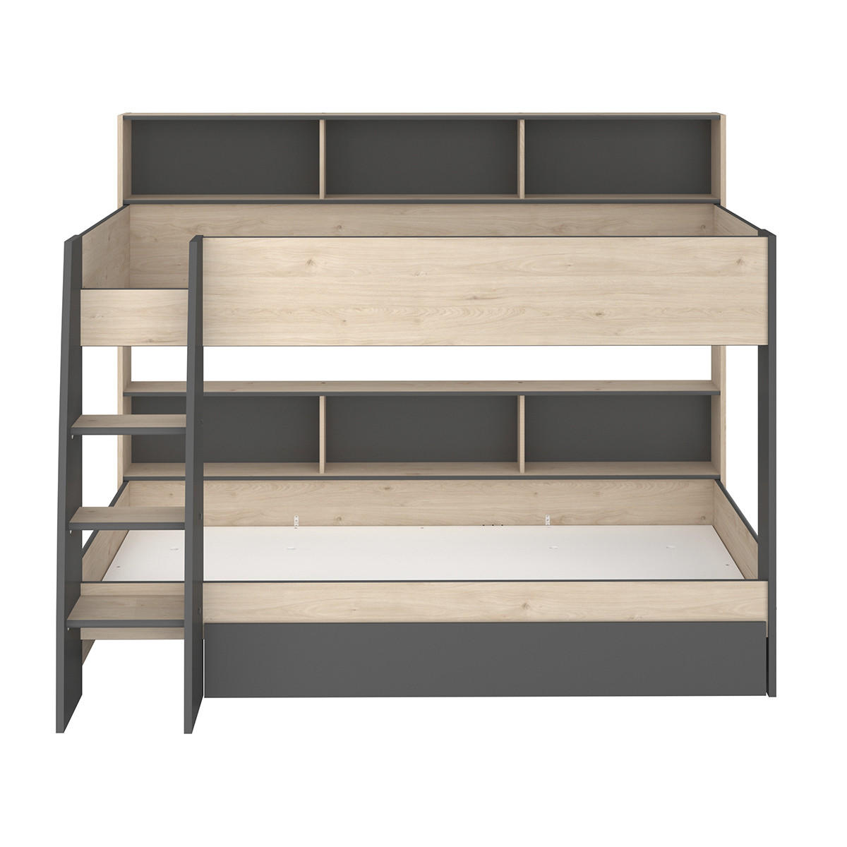 HOCHBETT mit Nischen - 90x200 cm - Leo - Anthrazit, Holzwerkstoff (90/200cm) - Calicosy