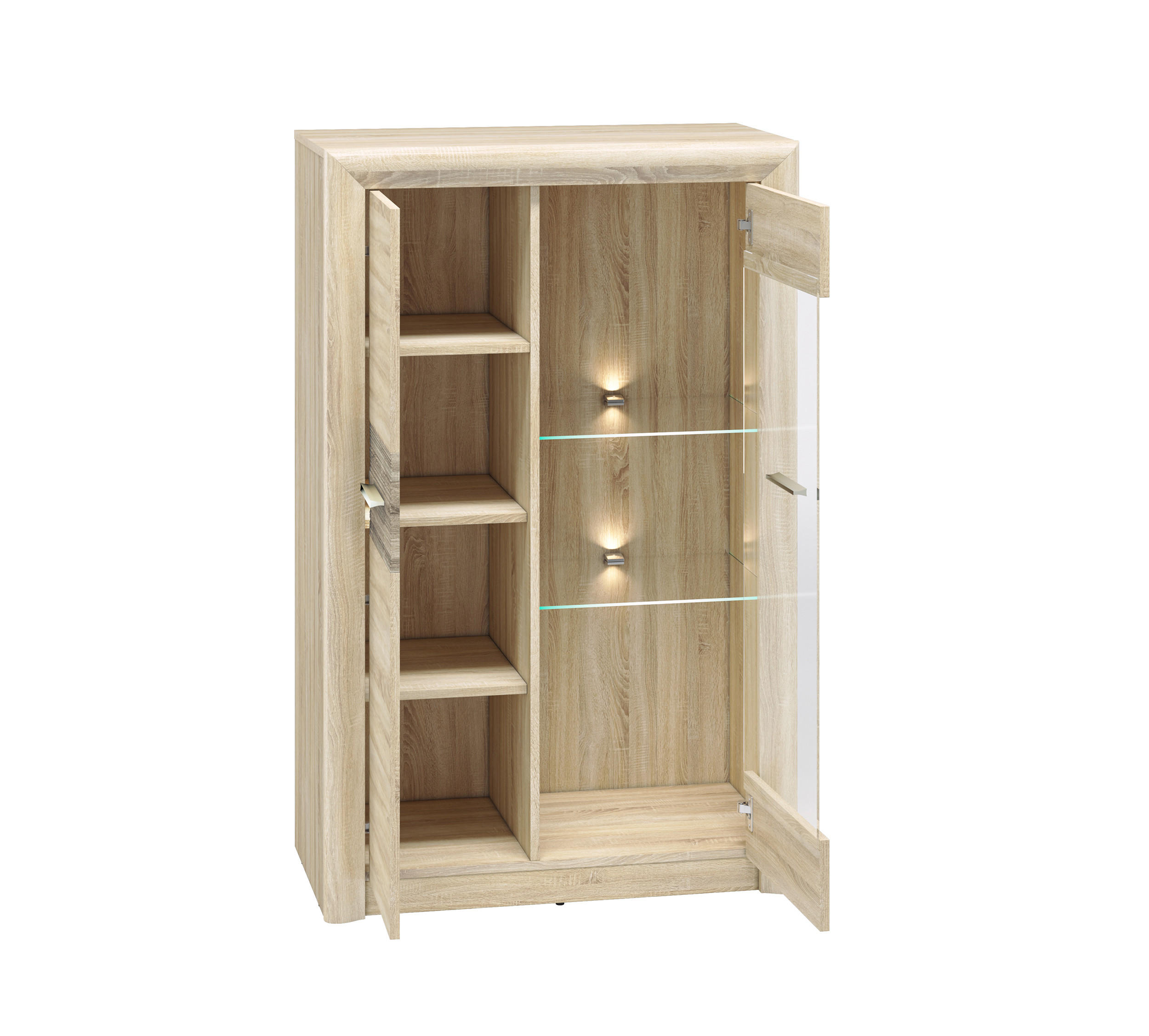 HIGHBOARD Castel Sonoma Eiche hell / Sonoma Eiche Trüffel - Braun/Sonoma Eiche, Holz/Holzwerkstoff (85/133/43cm) - Feldmann-Wohnen