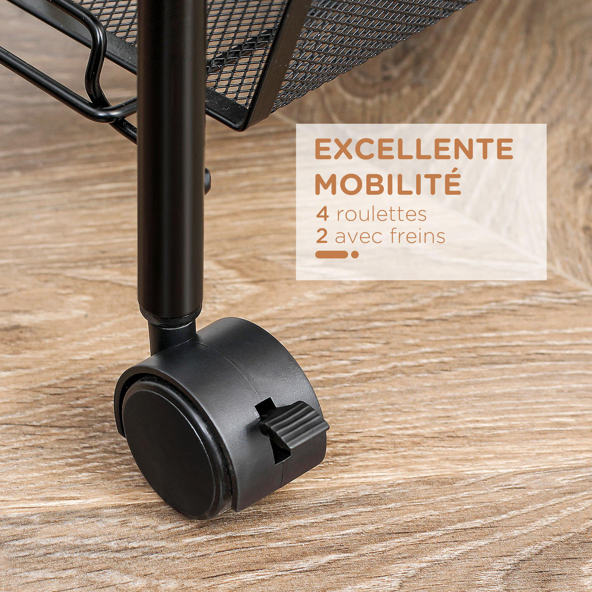 SERVIERWAGEN DE-12360 4 Ebenen 45/26,5/84 cm Schwarz - Schwarz, Metall (26.5/84/45cm) - ComfortXL