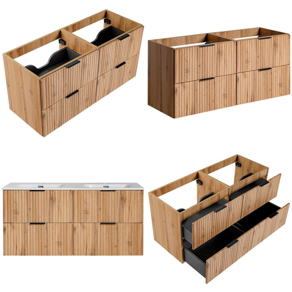 BADMÖBEL-SET 3-TLG. Adelaide-56 - Braun, Holzwerkstoff (170/200/46cm) - Lomado