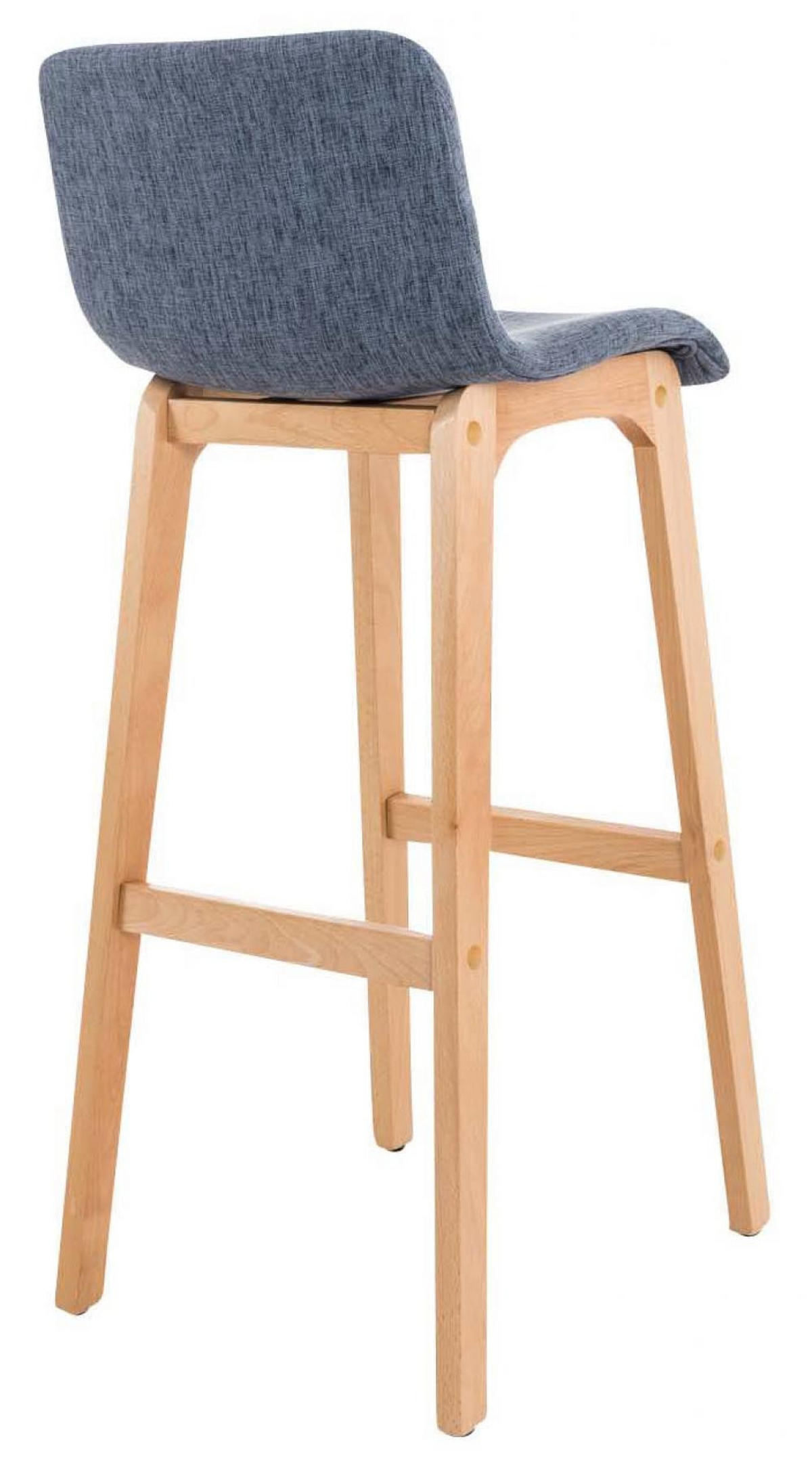 BARHOCKER 2er Set Stoff blau - Blau/Eukalyptusholzfarben, Holz/Textil (41/101/46cm) - CLP