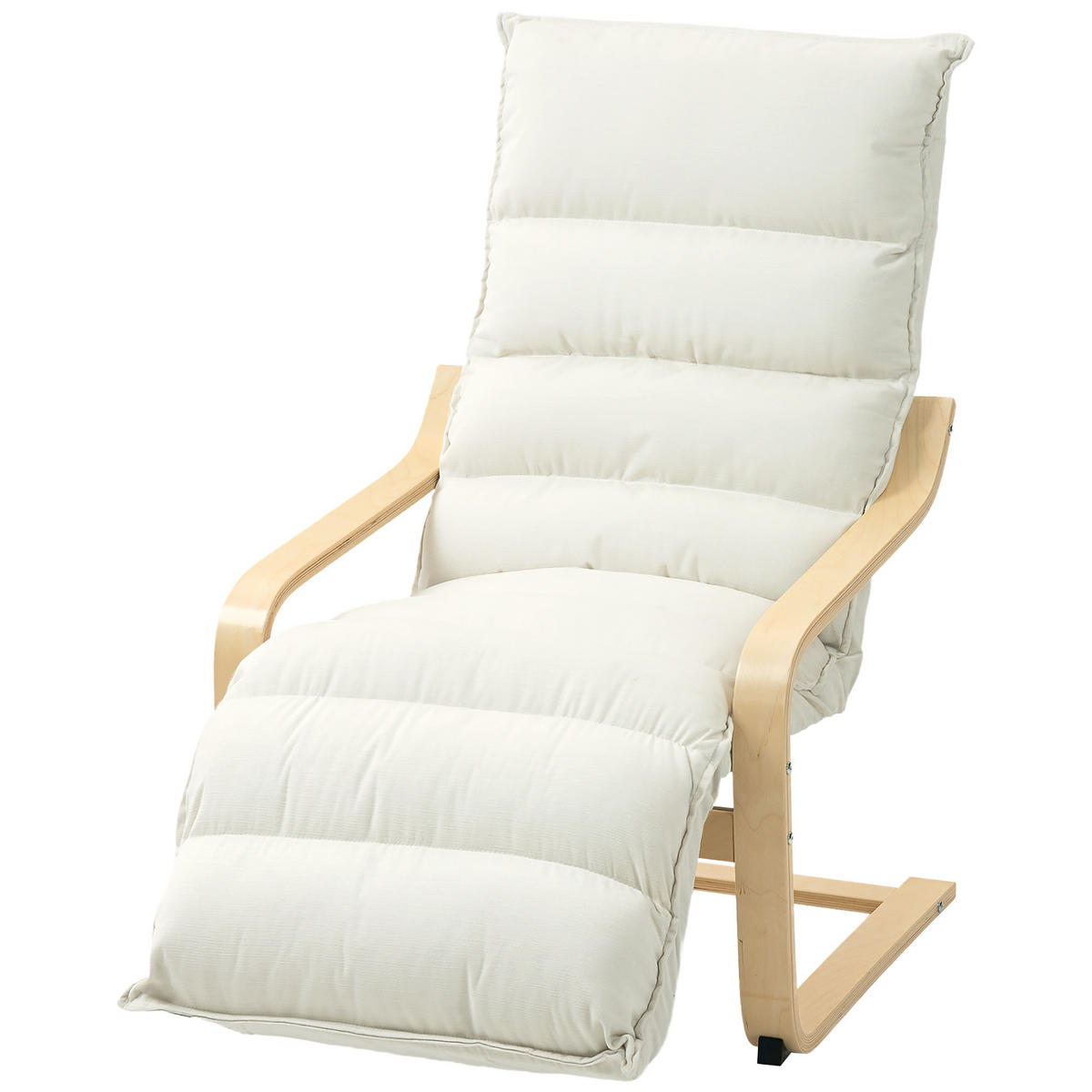 RELAXSESSEL DE-13311 mit verstellbarer Fußstütze & Veloursbezug Creme - Creme, Holz (67/105/93cm) - ComfortXL