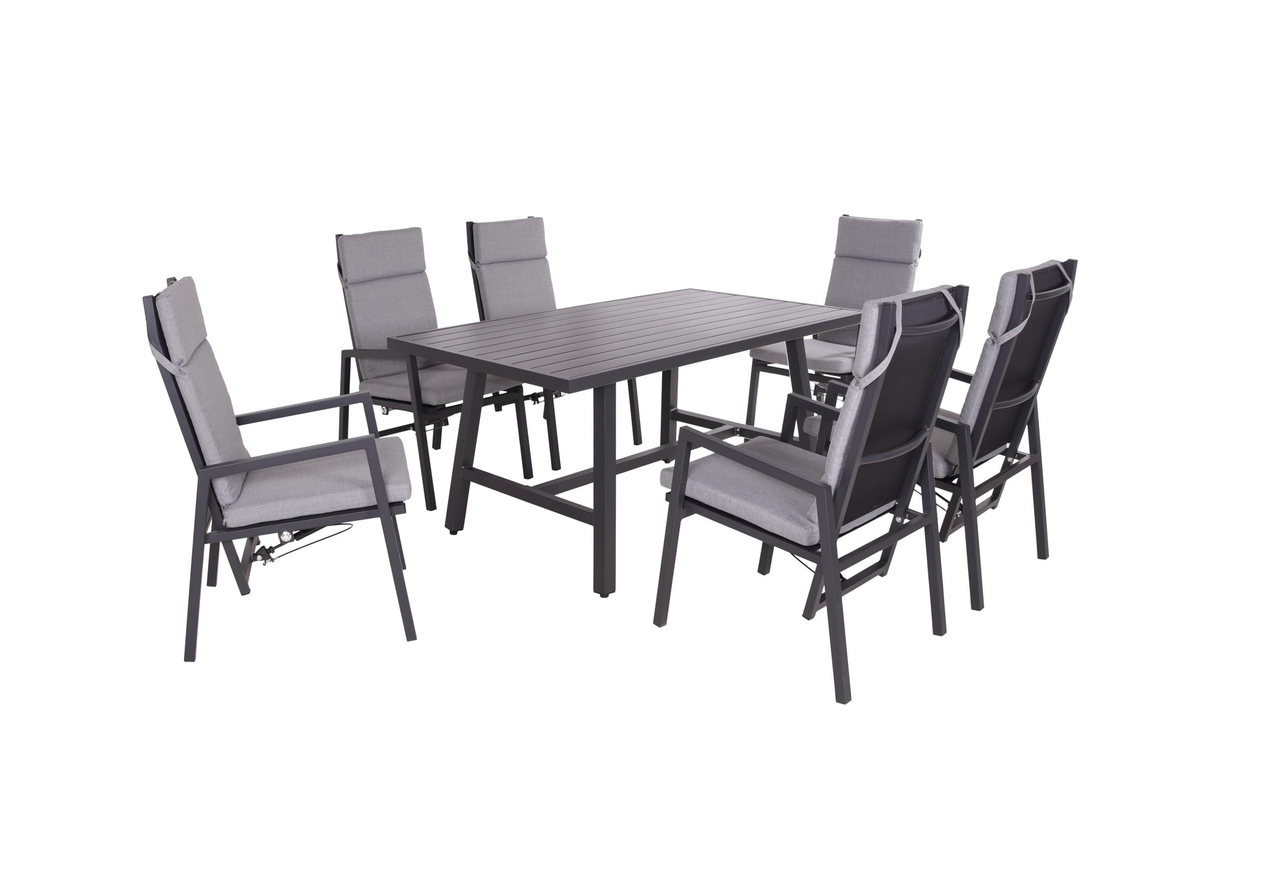 GARTEN-SITZGRUPPE Joni 7-teilig Gartenmöbel-Set - Schwarz, Kunststoff - DELUKE