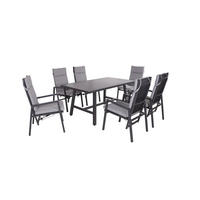 GARTEN-SITZGRUPPE Joni 7-teilig Gartenmöbel-Set - Schwarz, Kunststoff - DELUKE