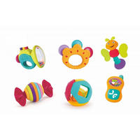 BABYRASSEL-SET Set Rock 939A 6-tlg. bunt 6 Teile, Greifling, Handy, Ball, Schmetterling, Bonbon, ab 3 Monaten - Multicolor, Kunststoff (8/4/12cm) - Moni